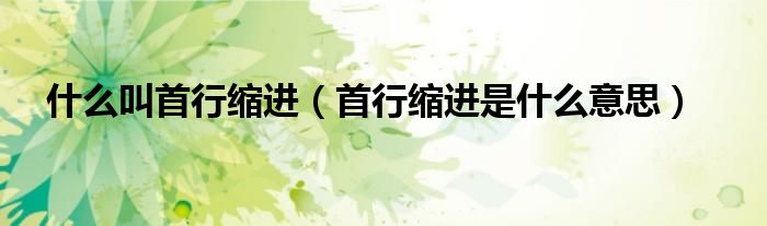 什么叫首行縮進（首行縮進是什么意思）