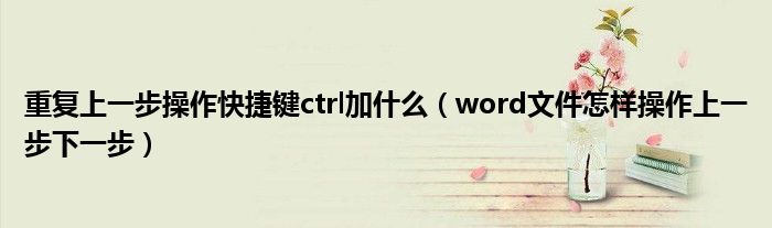 重復(fù)上一步操作快捷鍵ctrl加什么（word文件怎樣操作上一步下一步）