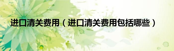 進口清關費用（進口清關費用包括哪些）