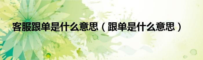 客服跟單是什么意思（跟單是什么意思）