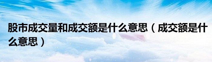 股市成交量和成交額是什么意思（成交額是什么意思）