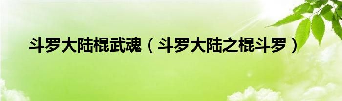 斗羅大陸棍武魂（斗羅大陸之棍斗羅）