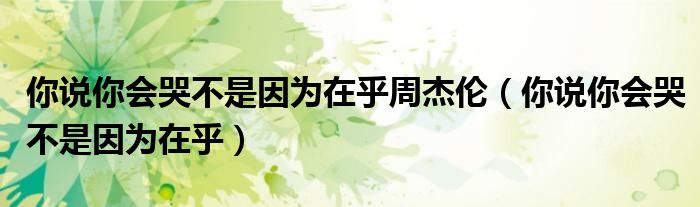 你說你會哭不是因為在乎周杰倫（你說你會哭不是因為在乎）