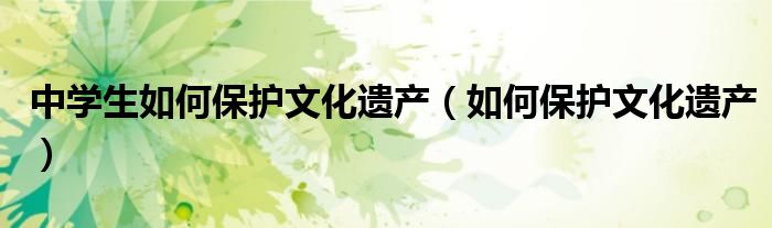 中學(xué)生如何保護(hù)文化遺產(chǎn)（如何保護(hù)文化遺產(chǎn)）