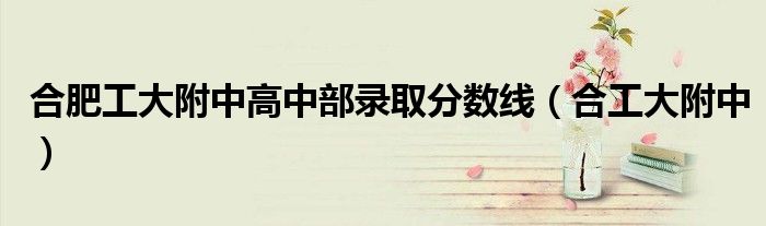合肥工大附中高中部錄取分?jǐn)?shù)線（合工大附中）