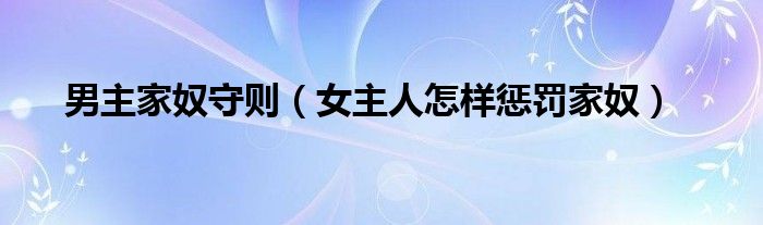 男主家奴守則（女主人怎樣懲罰家奴）