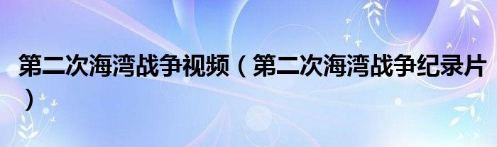 第二次海灣戰(zhàn)爭(zhēng)視頻（第二次海灣戰(zhàn)爭(zhēng)紀(jì)錄片）