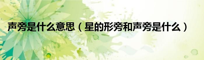 聲旁是什么意思（星的形旁和聲旁是什么）