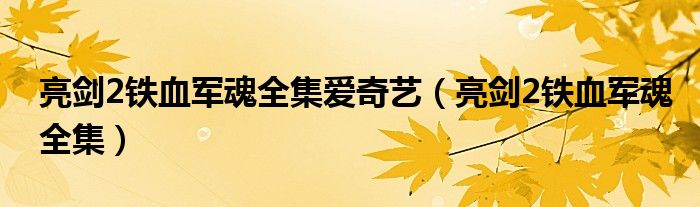 亮劍2鐵血軍魂全集愛奇藝（亮劍2鐵血軍魂全集）