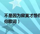不是因為寂寞才想你歌詞表達(dá)什么意思（不是因為寂寞才想你歌詞）