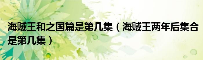 海賊王和之國(guó)篇是第幾集（海賊王兩年后集合是第幾集）