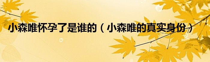小森唯懷孕了是誰的（小森唯的真實身份）