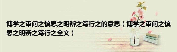 博學(xué)之審問之慎思之明辨之篤行之的意思（博學(xué)之審問之慎思之明辨之篤行之全文）