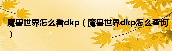 魔獸世界怎么看dkp（魔獸世界dkp怎么查詢）