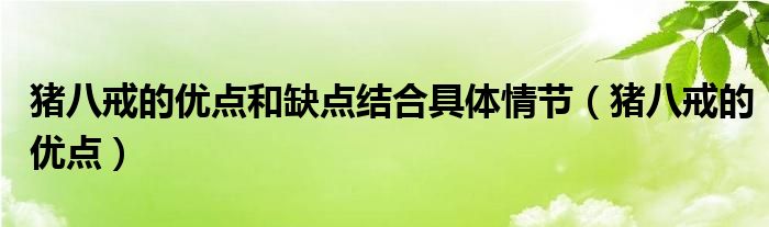 豬八戒的優(yōu)點(diǎn)和缺點(diǎn)結(jié)合具體情節(jié)（豬八戒的優(yōu)點(diǎn)）