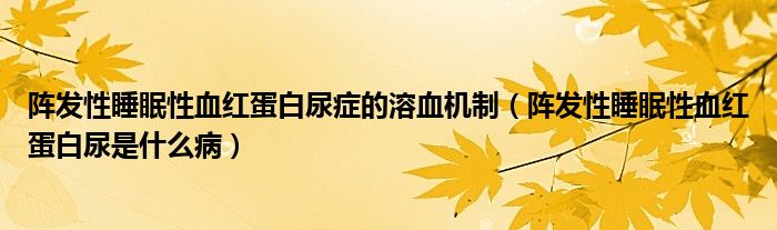 陣發(fā)性睡眠性血紅蛋白尿癥的溶血機(jī)制（陣發(fā)性睡眠性血紅蛋白尿是什么?。? />
                                         </a>
                                    </div>
                                 <div   id=