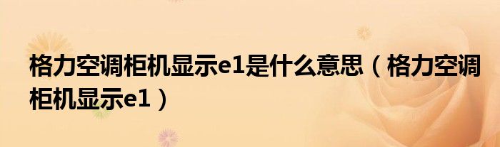 格力空調(diào)柜機顯示e1是什么意思（格力空調(diào)柜機顯示e1）