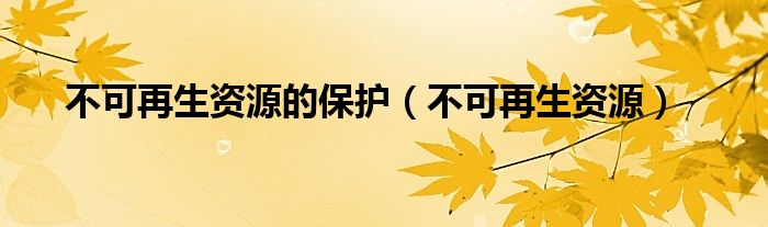 不可再生資源的保護（不可再生資源）