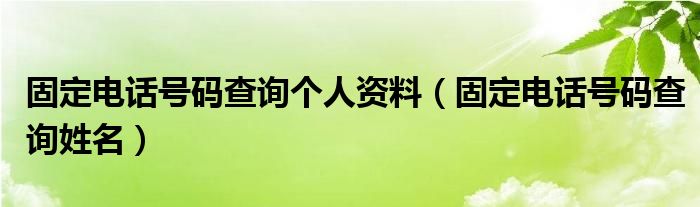 固定電話號碼查詢個人資料（固定電話號碼查詢姓名）