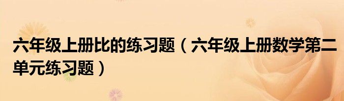 六年級上冊比的練習(xí)題（六年級上冊數(shù)學(xué)第二單元練習(xí)題）