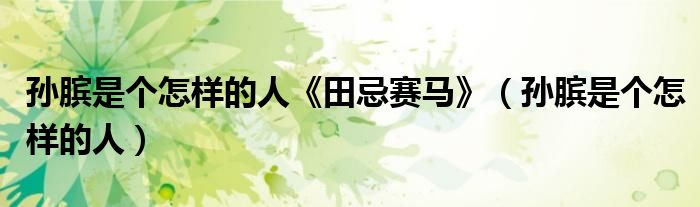 孫臏是個怎樣的人《田忌賽馬》（孫臏是個怎樣的人）