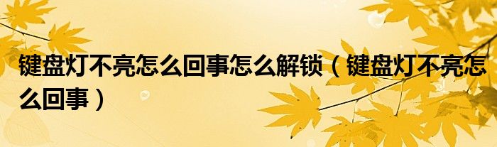 鍵盤燈不亮怎么回事怎么解鎖（鍵盤燈不亮怎么回事）