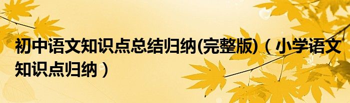 初中語(yǔ)文知識(shí)點(diǎn)總結(jié)歸納(完整版)（小學(xué)語(yǔ)文知識(shí)點(diǎn)歸納）