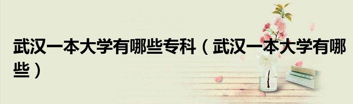 武漢一本大學有哪些?？疲ㄎ錆h一本大學有哪些）