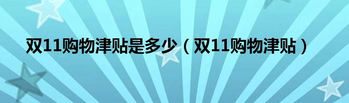雙11購物津貼是多少（雙11購物津貼）