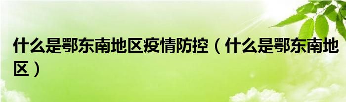 什么是鄂東南地區(qū)疫情防控（什么是鄂東南地區(qū)）