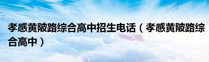 孝感黃陂路綜合高中招生電話（孝感黃陂路綜合高中）