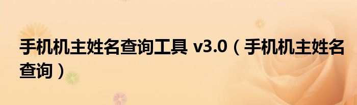 手機(jī)機(jī)主姓名查詢工具 v3.0（手機(jī)機(jī)主姓名查詢）