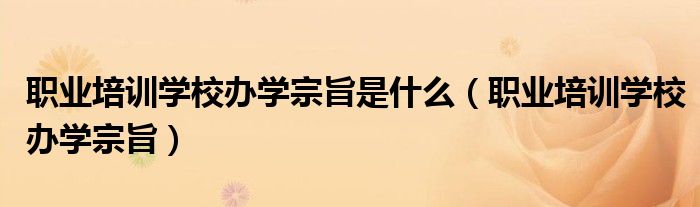 職業(yè)培訓(xùn)學(xué)校辦學(xué)宗旨是什么（職業(yè)培訓(xùn)學(xué)校辦學(xué)宗旨）