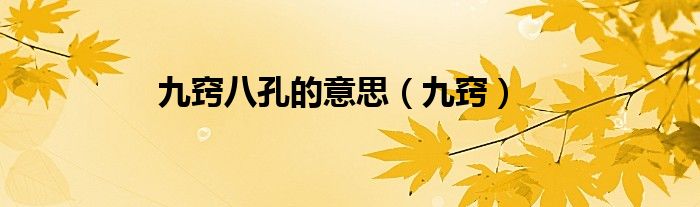 九竅八孔的意思（九竅）