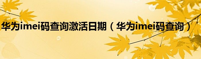 華為imei碼查詢激活日期（華為imei碼查詢）