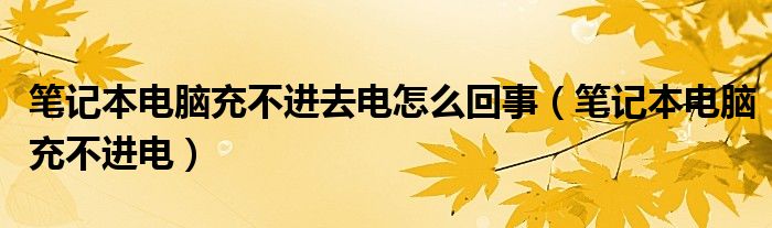 筆記本電腦充不進去電怎么回事（筆記本電腦充不進電）