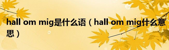 hall om mig是什么語（hall om mig什么意思）