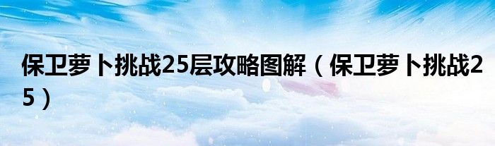 保衛(wèi)蘿卜挑戰(zhàn)25層攻略圖解（保衛(wèi)蘿卜挑戰(zhàn)25）