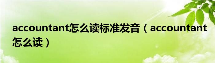 accountant怎么讀標(biāo)準(zhǔn)發(fā)音（accountant怎么讀）