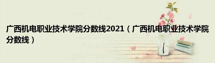 廣西機電職業(yè)技術(shù)學院分數(shù)線2021（廣西機電職業(yè)技術(shù)學院分數(shù)線）