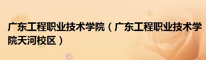 廣東工程職業(yè)技術(shù)學院（廣東工程職業(yè)技術(shù)學院天河校區(qū)）