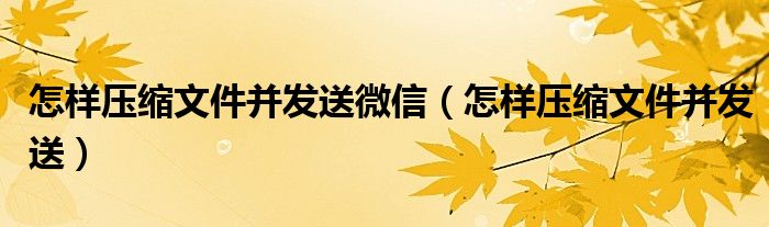 怎樣壓縮文件并發(fā)送微信（怎樣壓縮文件并發(fā)送）