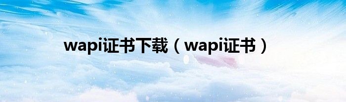 wapi證書下載（wapi證書）