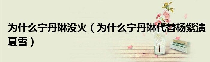 為什么寧丹琳沒火（為什么寧丹琳代替楊紫演夏雪）