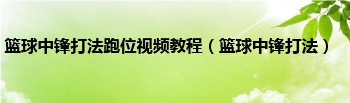 籃球中鋒打法跑位視頻教程（籃球中鋒打法）