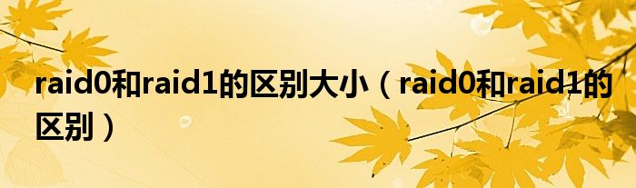 raid0和raid1的區(qū)別大?。╮aid0和raid1的區(qū)別）