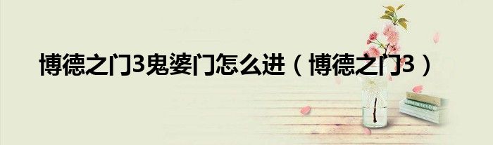 博德之門3鬼婆門怎么進(jìn)（博德之門3）