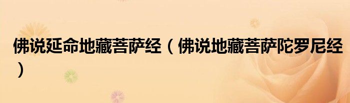 佛說延命地藏菩薩經(jīng)（佛說地藏菩薩陀羅尼經(jīng)）