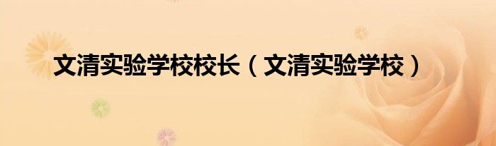 文清實(shí)驗(yàn)學(xué)校校長（文清實(shí)驗(yàn)學(xué)校）