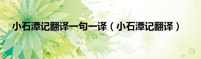 小石潭記翻譯一句一譯（小石潭記翻譯）